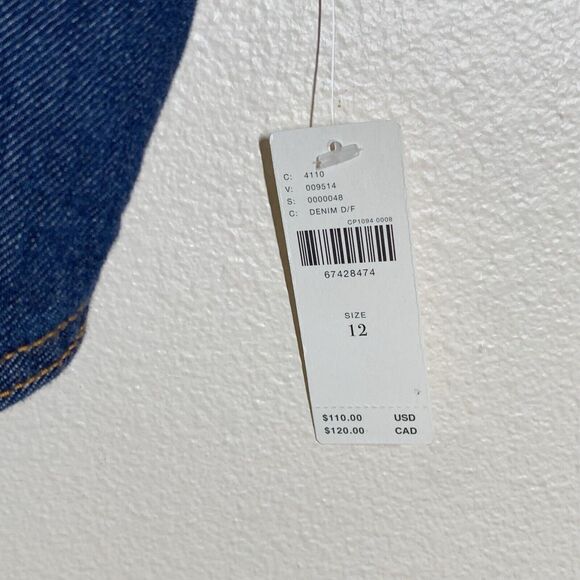 Pilcro Anthropologie Denim Vest Top US 12 Dark Blue Cropped Pockets Cotton NWT - Picture 7 of 7